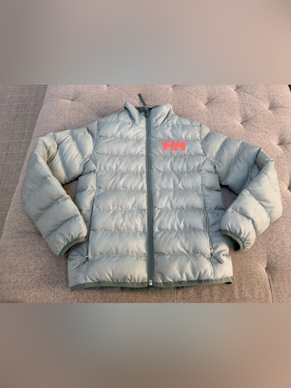 GIRLS LIGHT GREEN HELLY HANSEN PUFFER COAT SKI JACKET SIZE 8